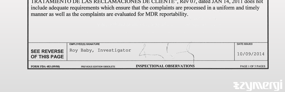 Roy Baby FDA Compliance Officer