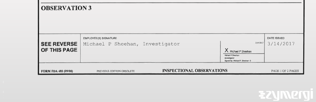 Michael P. Sheehan FDA Investigator 