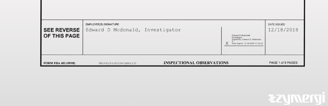 Edward D. McDonald FDA Investigator
