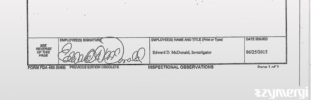 Edward D. McDonald FDA Investigator 