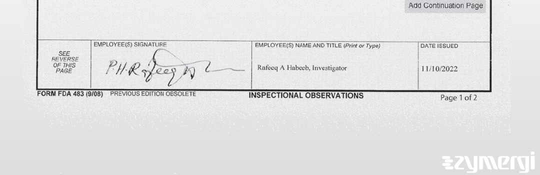 Rafeeq A. Habeeb FDA Investigator