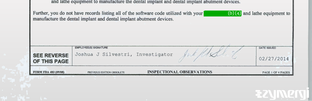 Joshua J. Silvestri FDA Investigator 