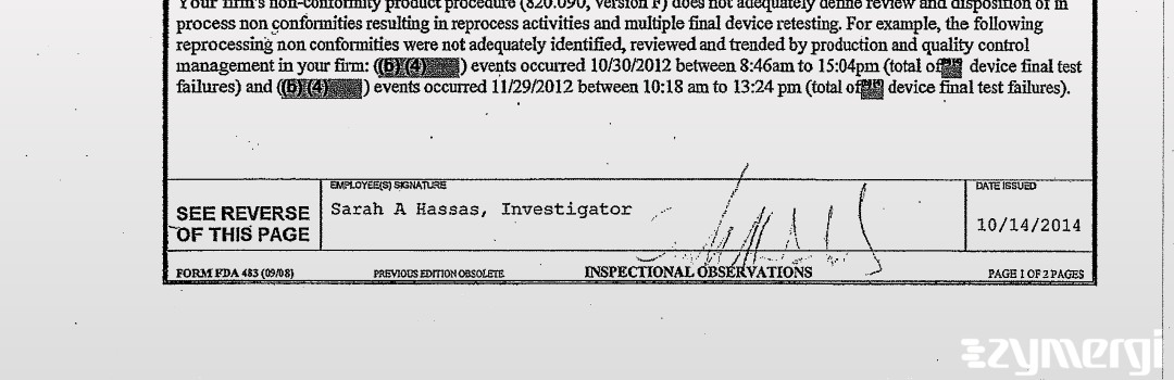 Sarah A. Hassas FDA Investigator 