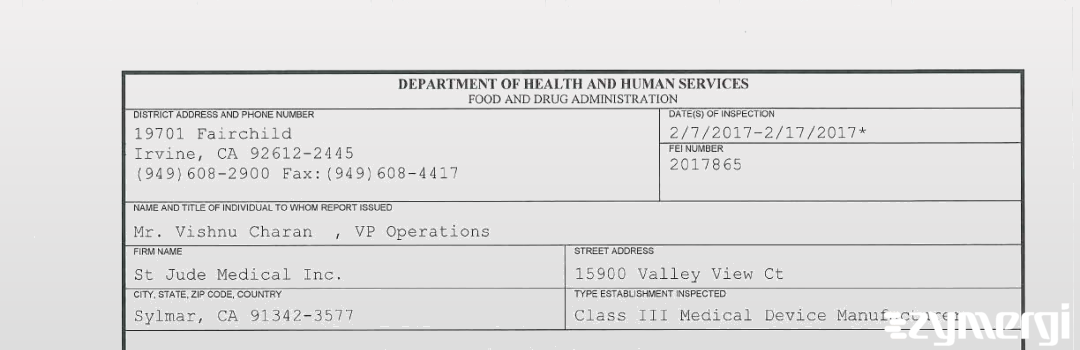 FDANews 483 St Jude Medical Inc Feb 17 2017 top