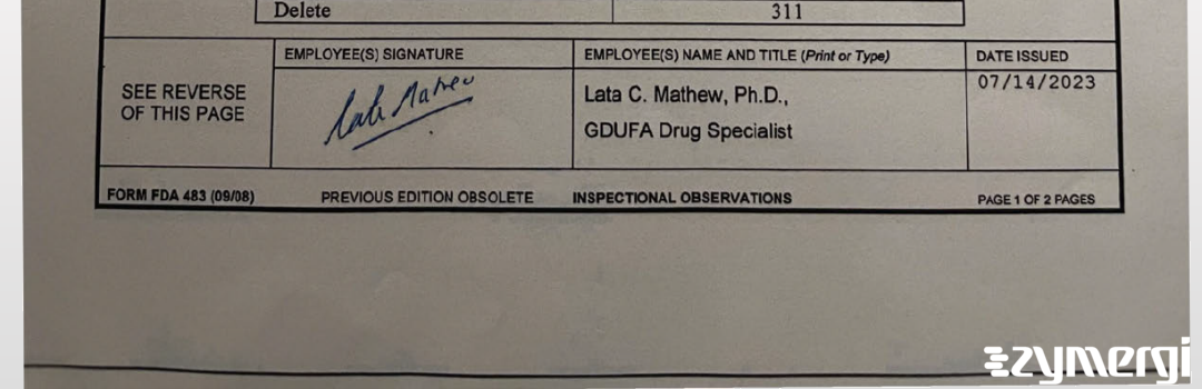 Lata C. Mathew FDA Investigator 