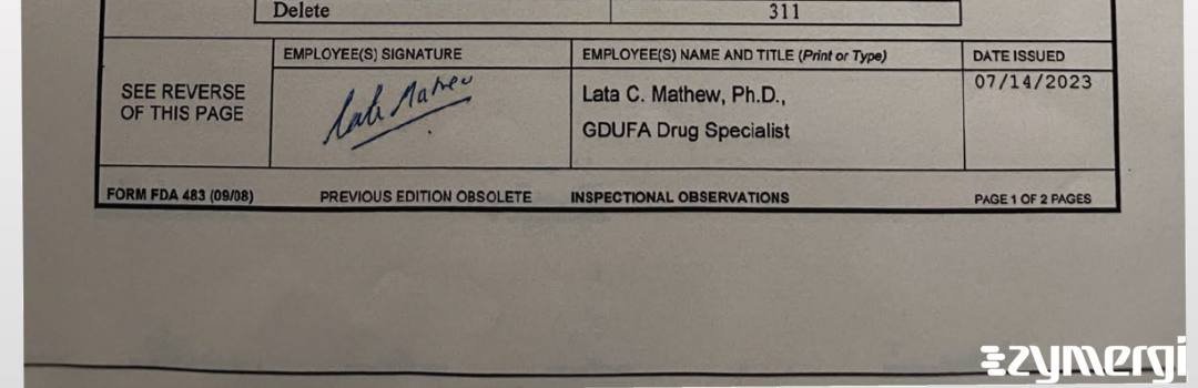 Lata C. Mathew FDA Investigator