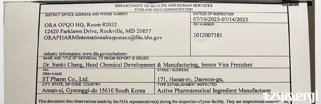 FDANews 483 ST Pharm Co., Ltd. Jul 14 2023 top