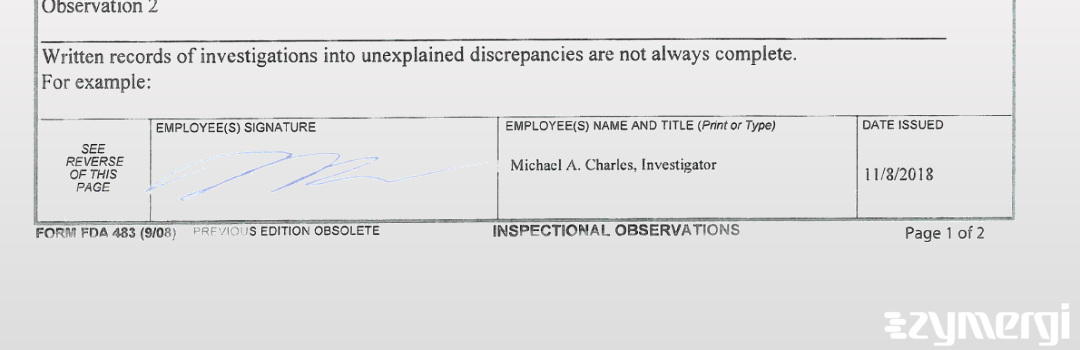 Michael A. Charles FDA Investigator