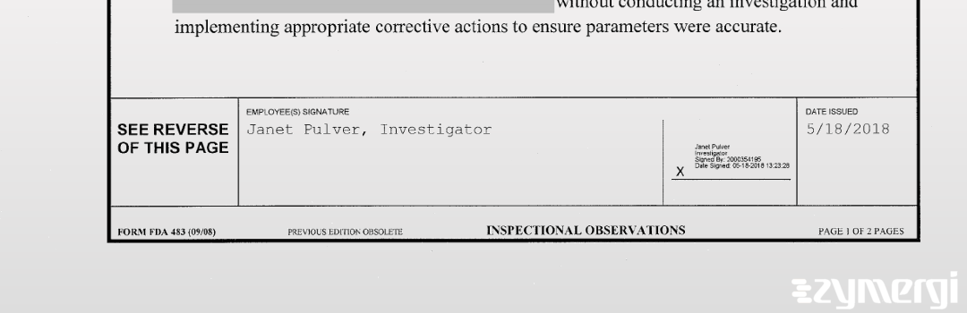 Janet Pulver FDA Investigator