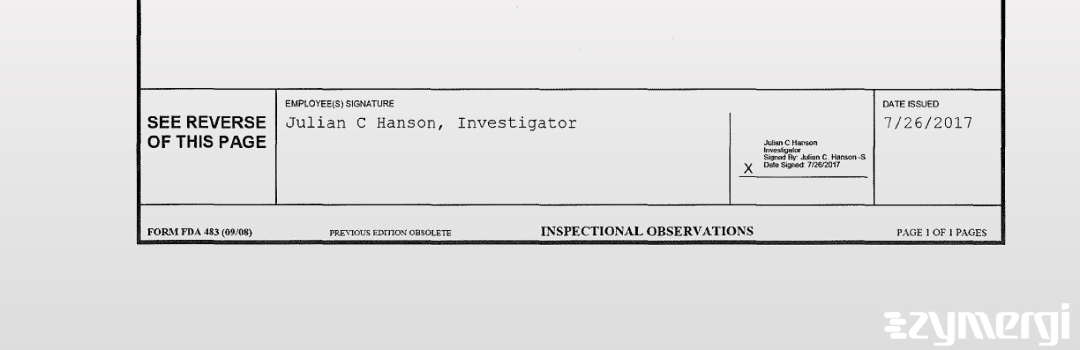 Julian C. Hanson FDA Investigator 