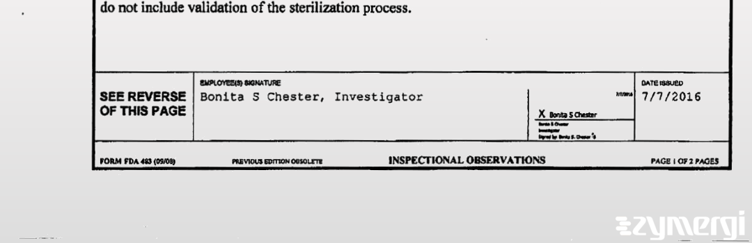 Bonita S. Chester FDA Investigator