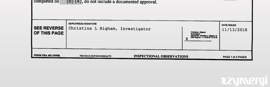 Christina L. Bigham FDA Investigator