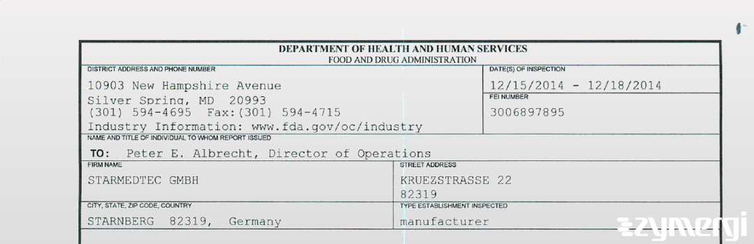 FDANews 483 STARMEDTEC GMBH Dec 18 2014 top