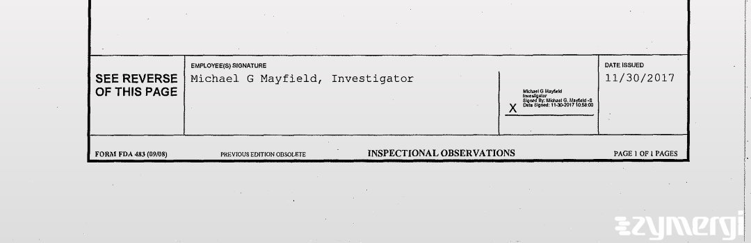 Michael G. Mayfield FDA Investigator 