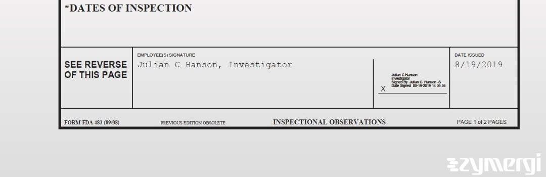 Julian C. Hanson FDA Investigator 