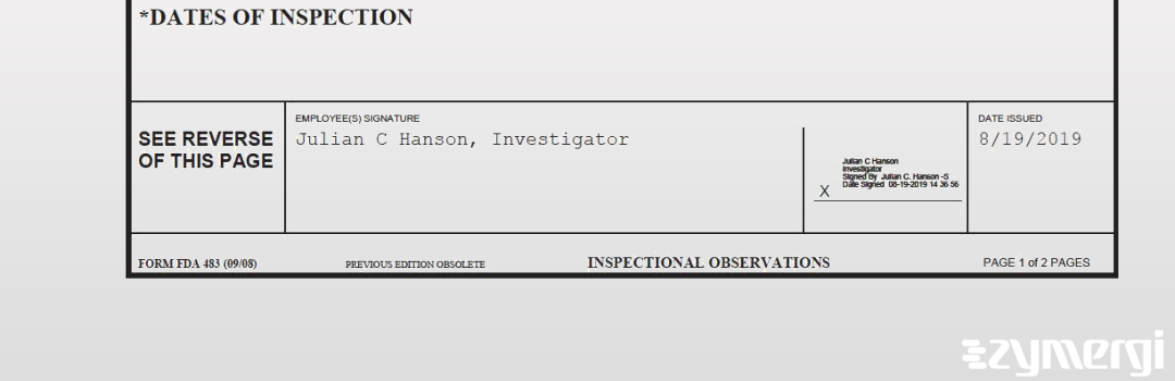 Julian C. Hanson FDA Investigator