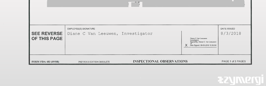 Diane C. Van Leeuwen FDA Investigator Van Leeuwen, Diane C FDA Investigator 