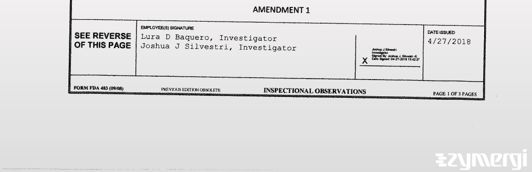 Lura D. Baquero FDA Investigator Joshua J. Silvestri FDA Investigator 