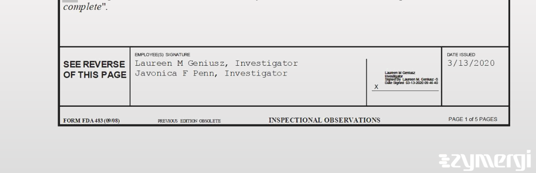 Laureen M. Geniusz FDA Investigator Javonica F. Penn FDA Investigator 