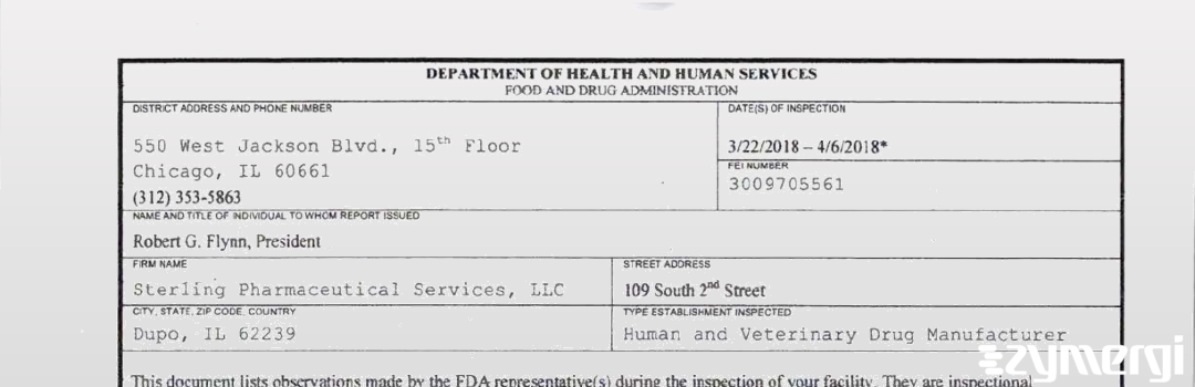 FDANews 483 Sterling Pharmceutical Svcs Apr 6 2018 top