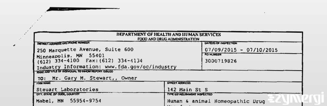 FDANews 483 Steuart Laboratories Jul 10 2015 top