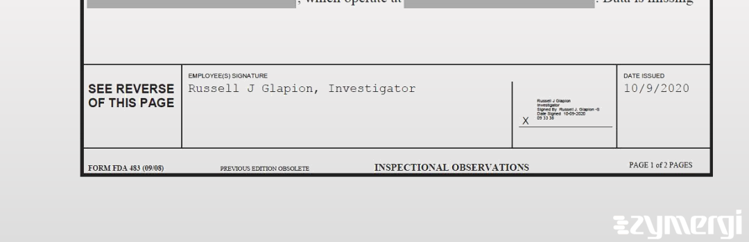 Russell J. Glapion FDA Investigator 