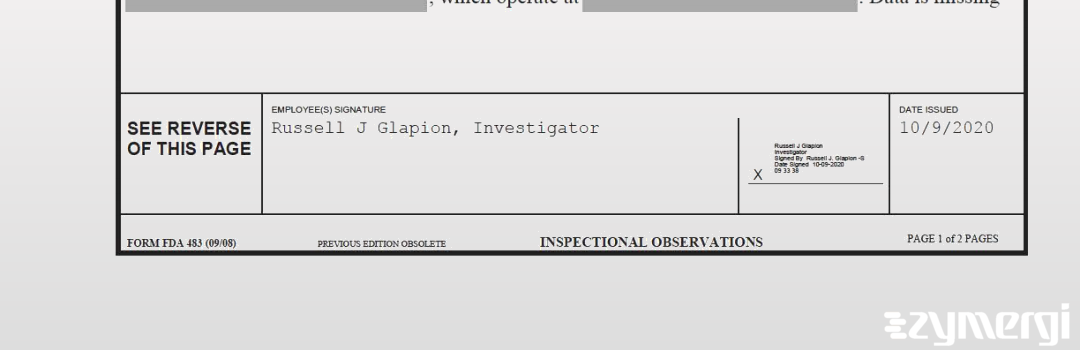 Russell J. Glapion FDA Investigator