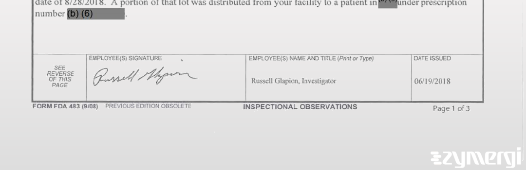 Russell J. Glapion FDA Investigator 