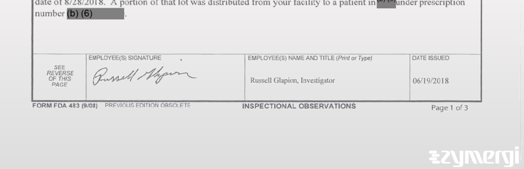 Russell J. Glapion FDA Investigator