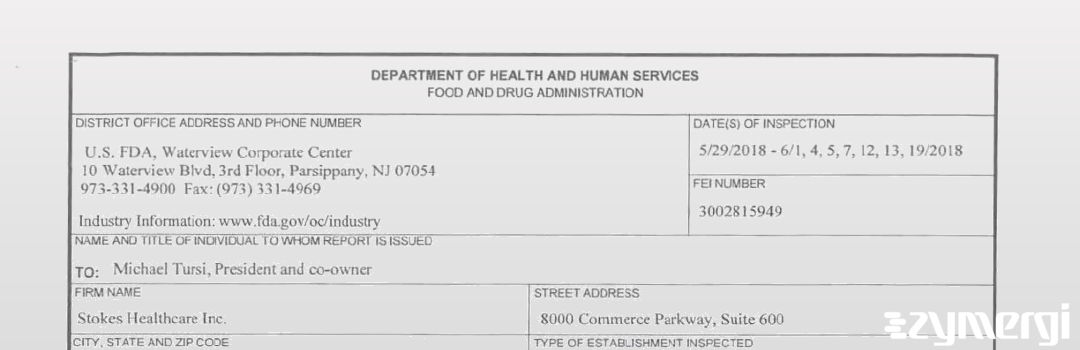 FDANews 483 Stokes Healthcare Inc. Jun 19 2018 top