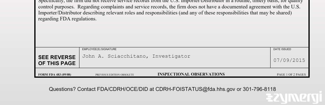 John A. Sciacchitano FDA Investigator