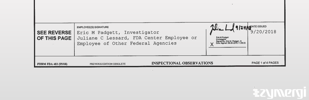 Eric M. Padgett FDA Investigator Juliane C. Lessard FDA Investigator 