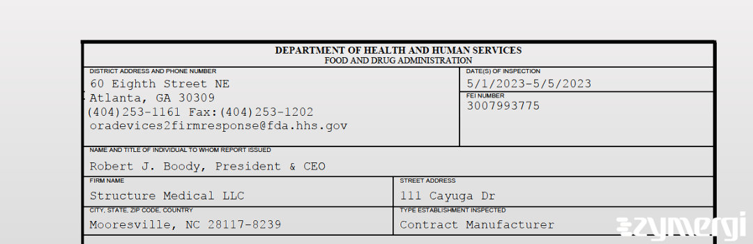 FDANews 483 Structure Medical LLC May 5 2023 top