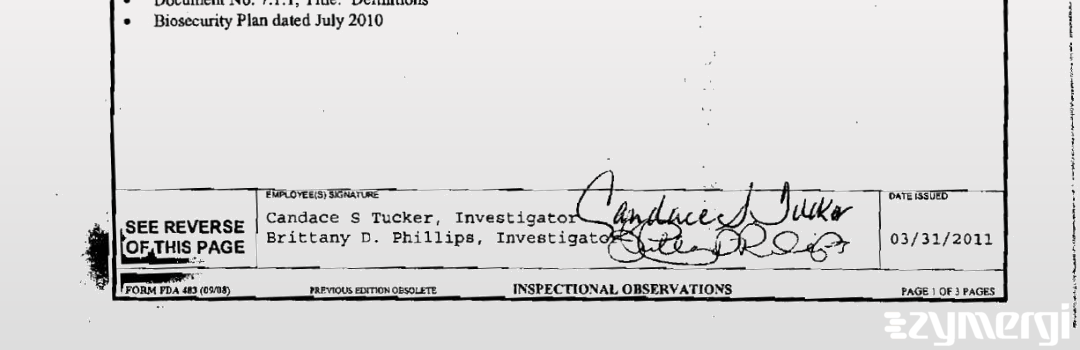 Brittany D. Terhar FDA Investigator Candace S. Tucker FDA Investigator