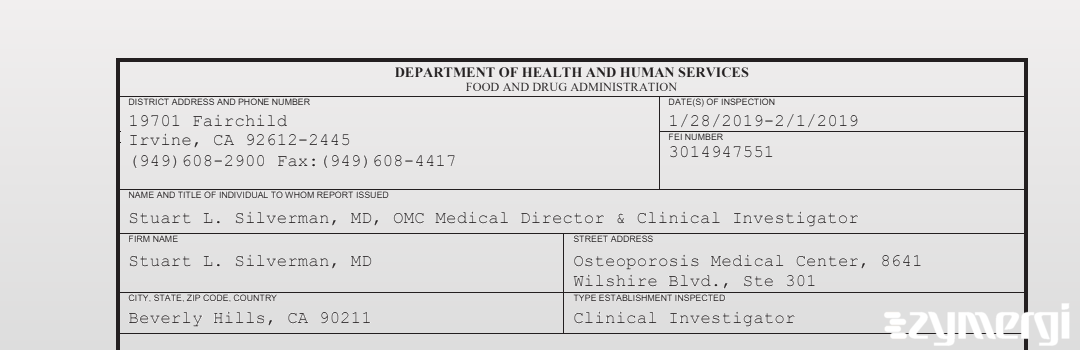 FDANews 483 Stuart L. Silverman, MD Feb 1 2019 top