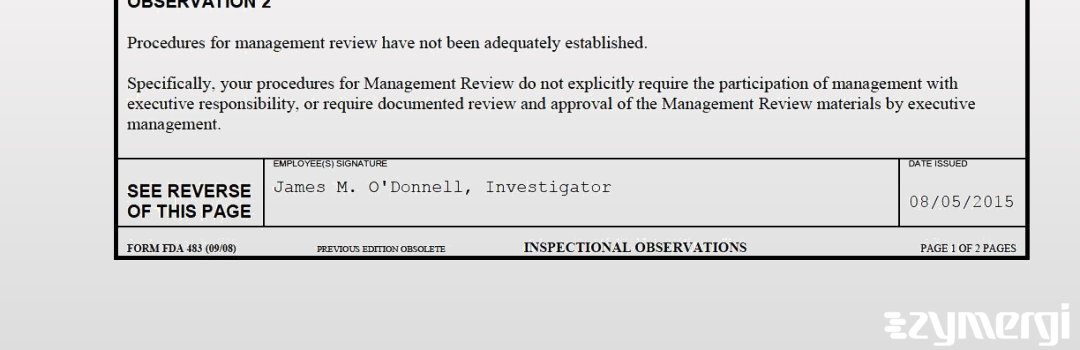 James M. Odonnell FDA Investigator