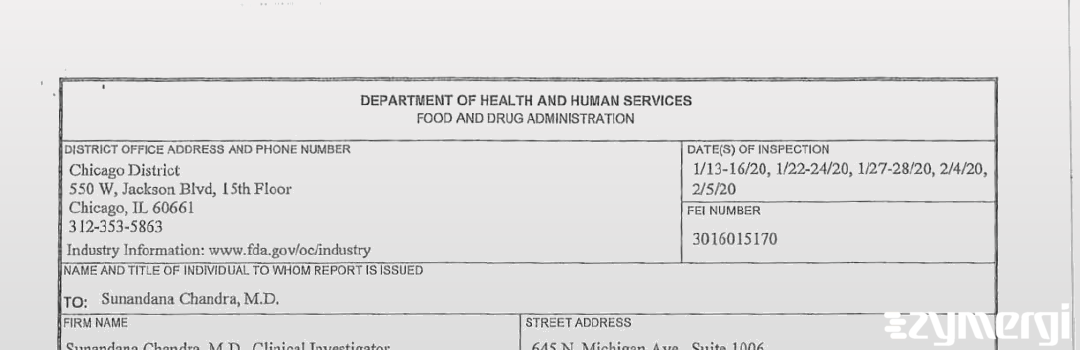 FDANews 483 Sunandana Chandra MD, Clinical Investigaor Feb 5 2020 top