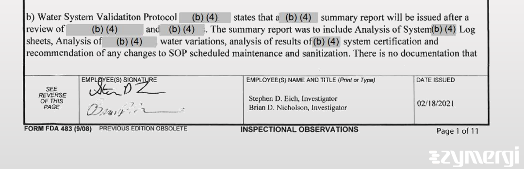 Stephen D. Eich FDA Investigator Brian D. Nicholson FDA Investigator 