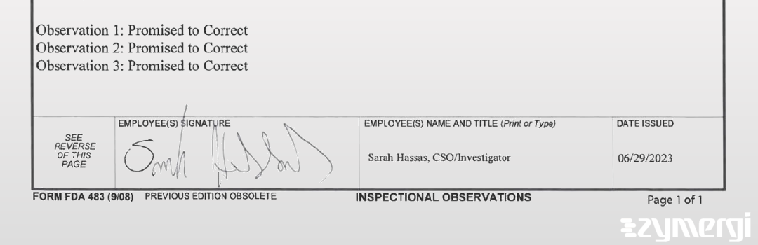 Sarah A. Hassas FDA Investigator 