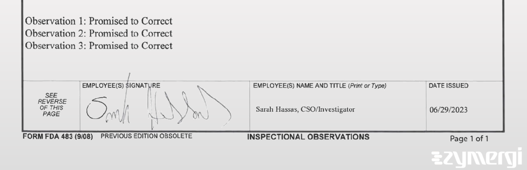 Sarah A. Hassas FDA Investigator