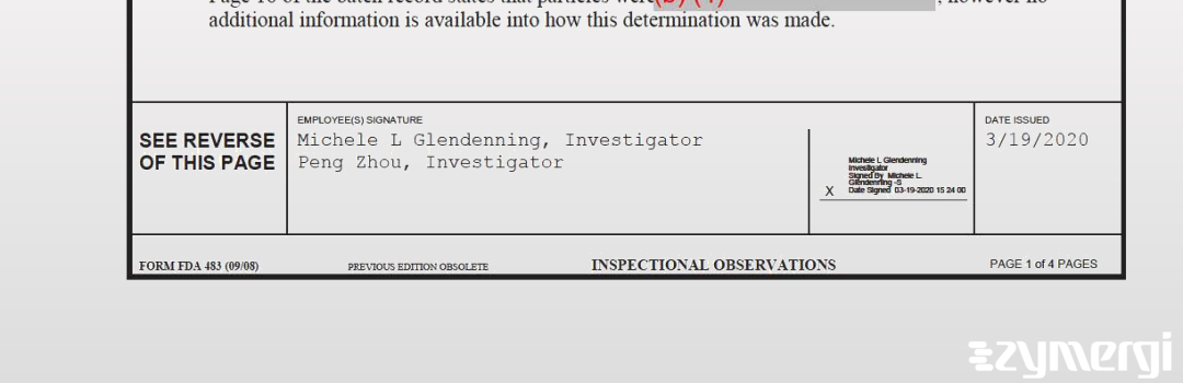 Michele L. Glendenning FDA Investigator Peng Zhou FDA Investigator 