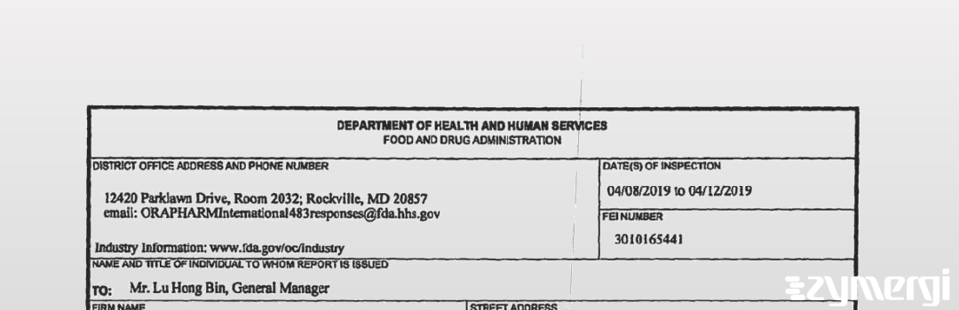 FDANews 483 Suzhou Homesun Pharmaceutical Co., Ltd. Apr 12 2019 top