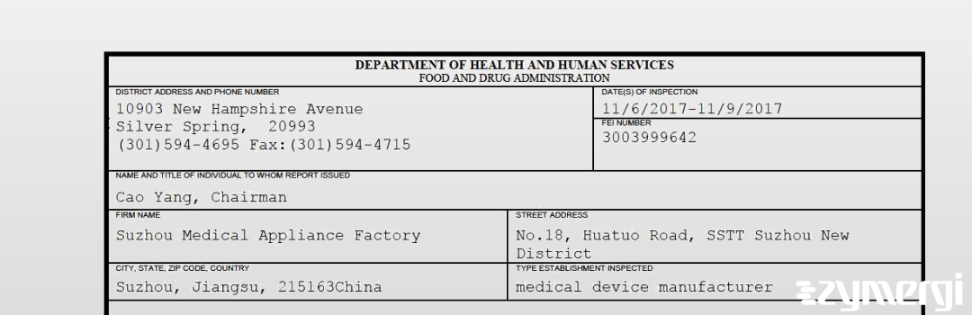 FDANews 483 Suzhou Medical Appliance Factory Nov 9 2017 top