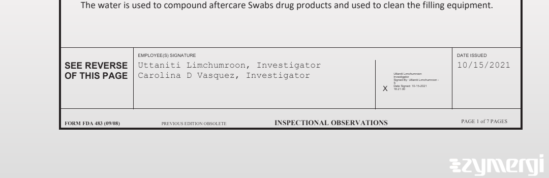 Uttaniti Limchumroon FDA Investigator Carolina D. Vasquez FDA Investigator 