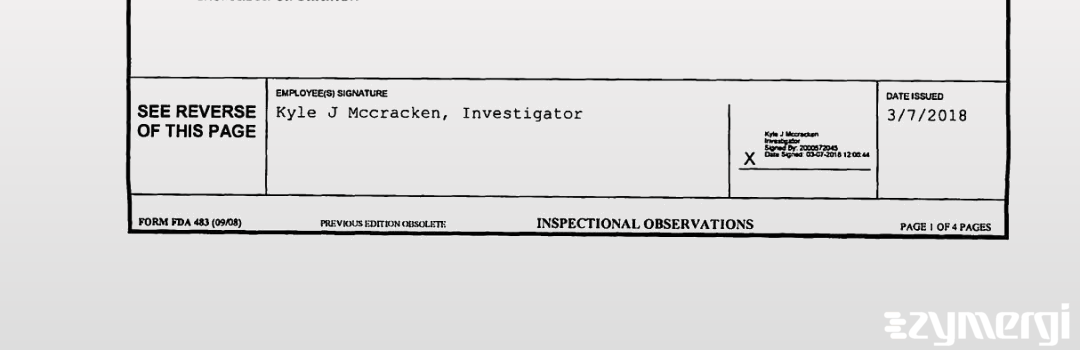 Kyle J. McCracken FDA Investigator 