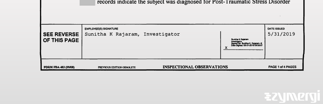 Sunitha K. Rajaram FDA Investigator