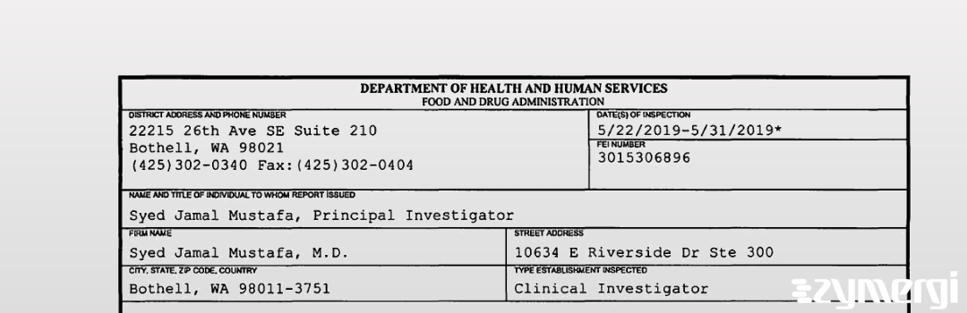 FDANews 483 Syed Jamal Mustafa, M.D. May 31 2019 top