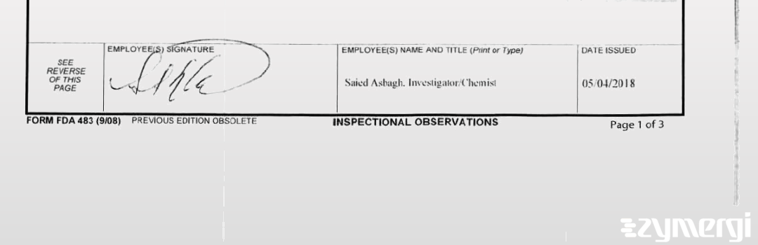 Saied A. Asbagh FDA Investigator 