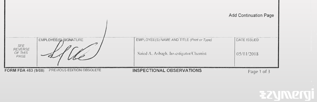 Saied A. Asbagh FDA Investigator 