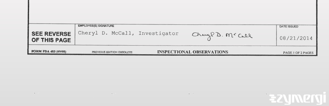 Cheryl D. McCall FDA Investigator 